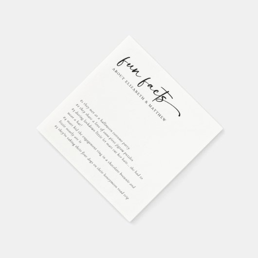 Leuke feiten minimalistisch script bruiloft servet (Hoek)