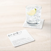 Leuke feiten minimalistisch script bruiloft vierkante kartonnen onderzetter (Insitu)