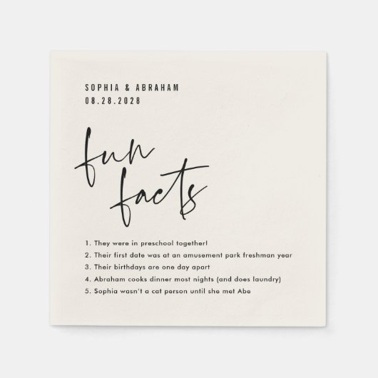 Leuke Feiten over het paar Bruiloft Servet (Voorkant)