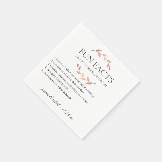 Leuke Feiten Roos Goud Gepersonaliseerde Papieren Servetten (Hoek)