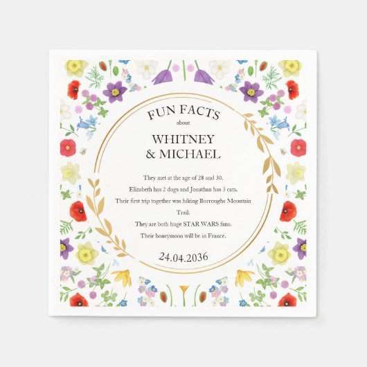 Leuke Feiten Spring Wildflower Bloemen Trouwservet Servet (Voorkant)