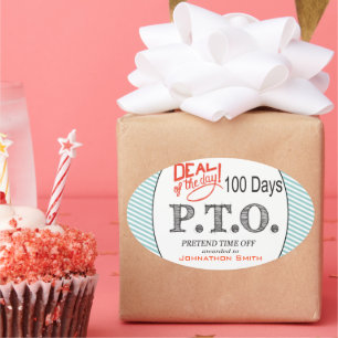 Leuke felicitatie: gepromoveerd tot nep vrije tijd ovale sticker