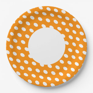Leuke felle Oranje polka gestippeld brede rand op Papieren Bordje