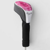 Leuke felroze roos bloem aangepaste naam dames golfheadcover (Schuin)