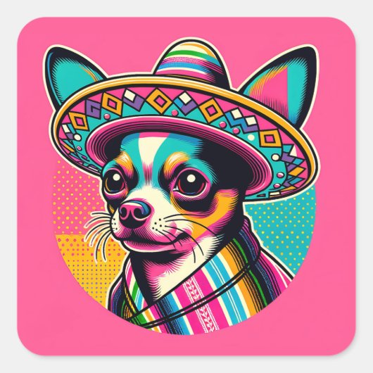 Leuke Fiesta Feestelijke Chihuahua Stickers (Voorkant)