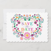 Leuke Fiesta Mexicaanse Bloemenkrans Save the Date Kaart (Voorkant)