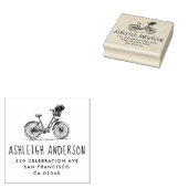 Leuke fiets met bloemen aangepaste naam retouradre 	rubberstempel (Gestempeld)