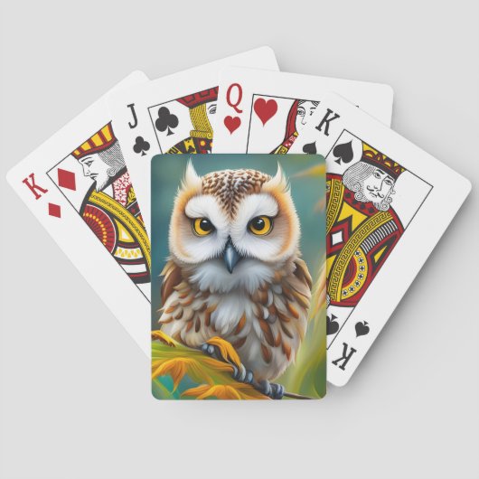 Leuke flaffy uil pokerkaarten (Achterkant)