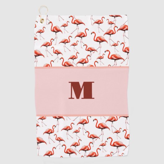 Leuke Flamingo roze custom monogram dames Golfhanddoek (Voorkant)