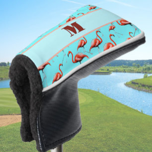 Leuke Flamingo roze en aqua custom monogram dames Golfheadcover
