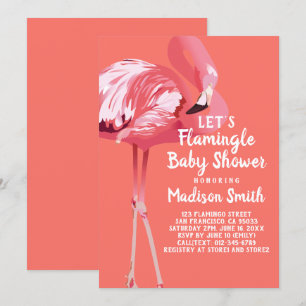 Leuke Flamingo Tropical Let's Flamingle Baby showe Kaart