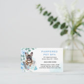 Leuke Floral Blue Pet Groomer Spa Visitekaartje (Staand voorkant)