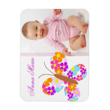 Leuke "Flower Butterfly" Baby Aankondiging