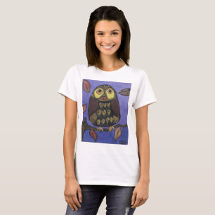 Leuke Folk Art Uil Vogel Schilderen T-shirt