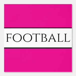 Leuke FOOTBALL Tekst Helder Roze Zwart Witte Strep Behang