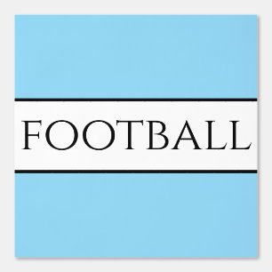 Leuke FOOTBALL Tekst Lichtblauw Zwart Wit Strepen Behang