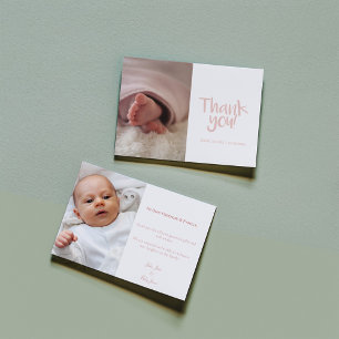 Leuke foto, baby meisje, baby shower bedankkaart
