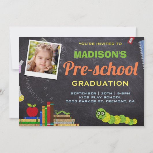Leuke foto Preschool Afstuderen Invitation Kaart (Voorkant)