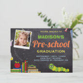 Leuke foto Preschool Afstuderen Invitation Kaart (Staand voorkant)
