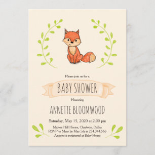 Leuke Fox Woodland Baby shower Kaart