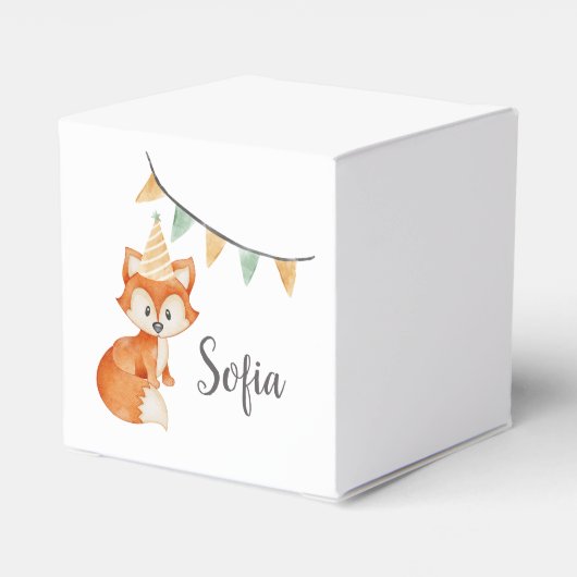 Leuke Fox Woodland Party Pet Happy Birthday Bedankdoosjes (Achterkant)
