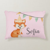 Leuke Fox Woodland Party Pet Happy Birthday Pink Accent Kussen (Voorkant)