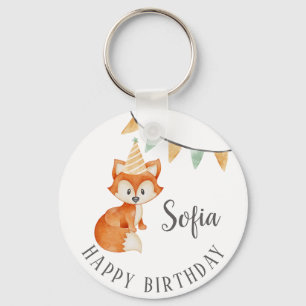 Leuke Fox Woodland Party Pet Happy Birthday Sleutelhanger