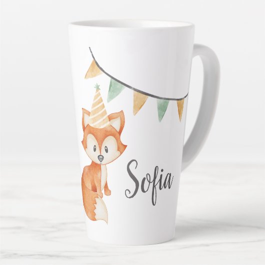 Leuke Fox Woodland Party Pet roze Latte Mok (Rechterhoek)