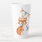 Leuke Fox Woodland Party Pet roze Latte Mok (Voorkant)