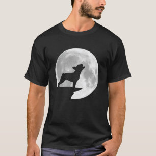 Leuke Franse Bulldog Howling Volle Maan Halloween T-shirt