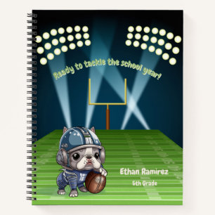 Leuke Franse bulldog quarterback stadion cartoon Notitieboek