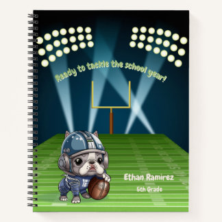 Leuke Franse bulldog quarterback stadion cartoon Notitieboek