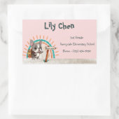 Leuke Franse Bulldog Terug naar School Regenboog Rechthoekige Sticker (Tas)