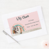 Leuke Franse Bulldog Terug naar School Regenboog Rechthoekige Sticker (Envelop)