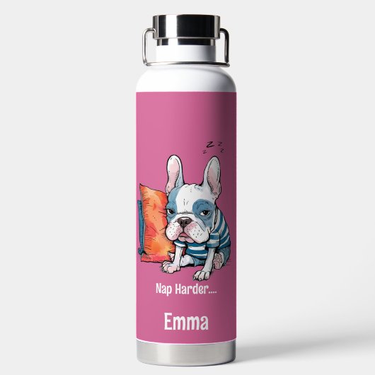 Leuke Franse hond, gekleed dier, Grappig Waterfles (Achterkant)