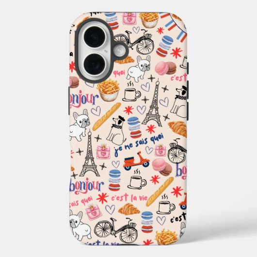 Leuke Frenchie Lover's Trendy Doodle Case-Mate iPhone Case (Achterkant)