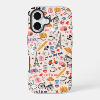Leuke Frenchie Lover's Trendy Doodle iPhone 16 Hoesje