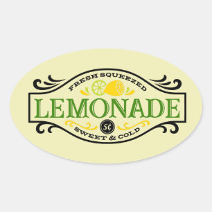 Leuke frisse geperste limonade Word Art Ovale Sticker