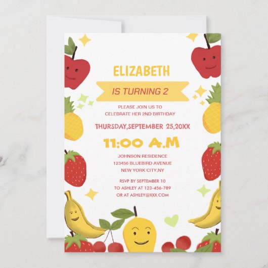 Leuke Fruit Theme Unique kind's verjaardag Kaart (Voorkant)