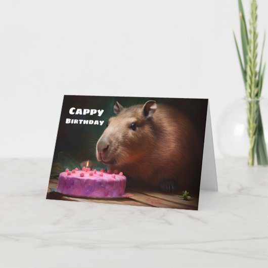 Leuke Fun Capybara - "Cappy" Gelukkige Verjaardag Kaart (Voorkant)