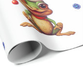 Leuke & Funky Kerst Kikkers op Wit Cadeaupapier (Rol Hoek)