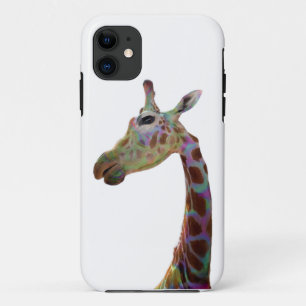 Leuke funky kleurrijke Giraffe safaridieren iPhone 11 Hoesje