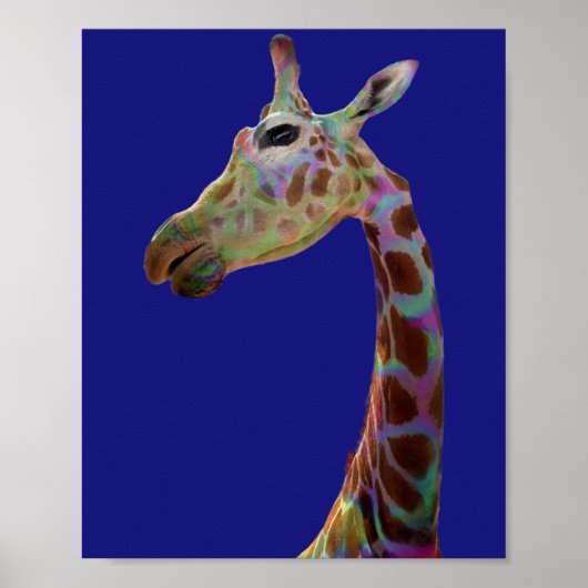 Leuke funky regenboog kleurrijke Giraffe Poster (Voorkant)