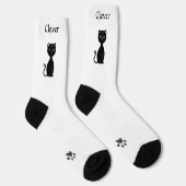 Leuke Funny Black Cat & Paws op witte Sokken (Rechts)