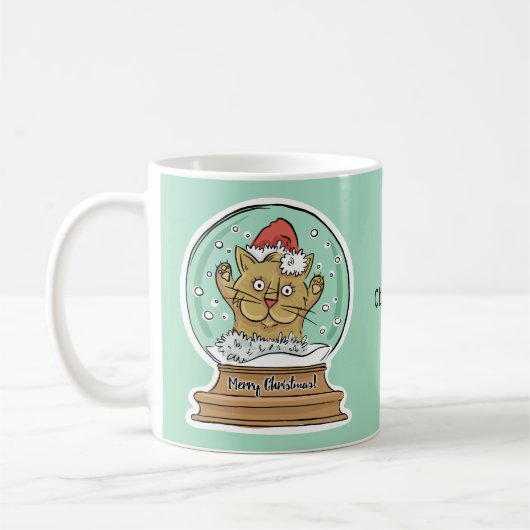 Leuke Funny Christmas Cat aangepaste naam mokken (Links)