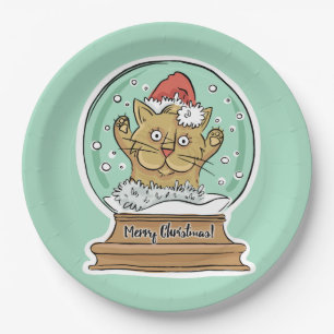 Leuke Funny Christmas Cat papier borden Papieren Bordje