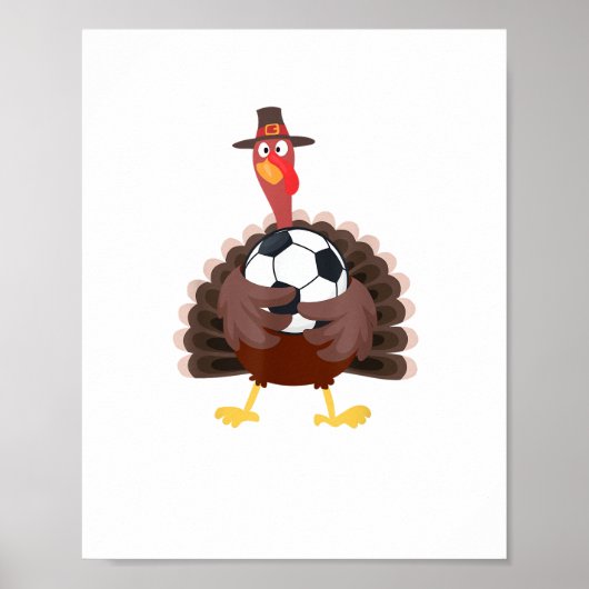 Leuke Funny Soccer Thanksgiving Turkije Boys Poster (Voorkant)
