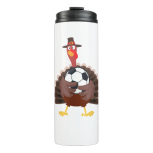 Leuke Funny Soccer Thanksgiving Turkije Boys Thermosbeker