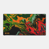 Leuke Gamer Modern Abstract Retro Wave Zwart Bureaumat (Voorkant)