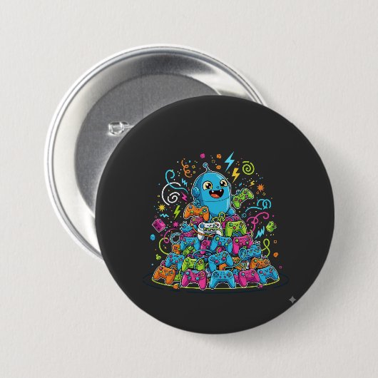 Leuke Gaming Eindigt Nooit Ronde Button 7,6 Cm (Voorkant /achterkant)